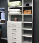 Closet System, Closte Organizer with Hamper, clothes racks, shelves and drawers
